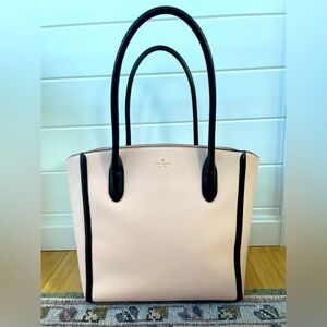 VGUC Kate Spade ♠️ Caroline Lane Forster Blk & Blush Pink, pebbled Leather Tote